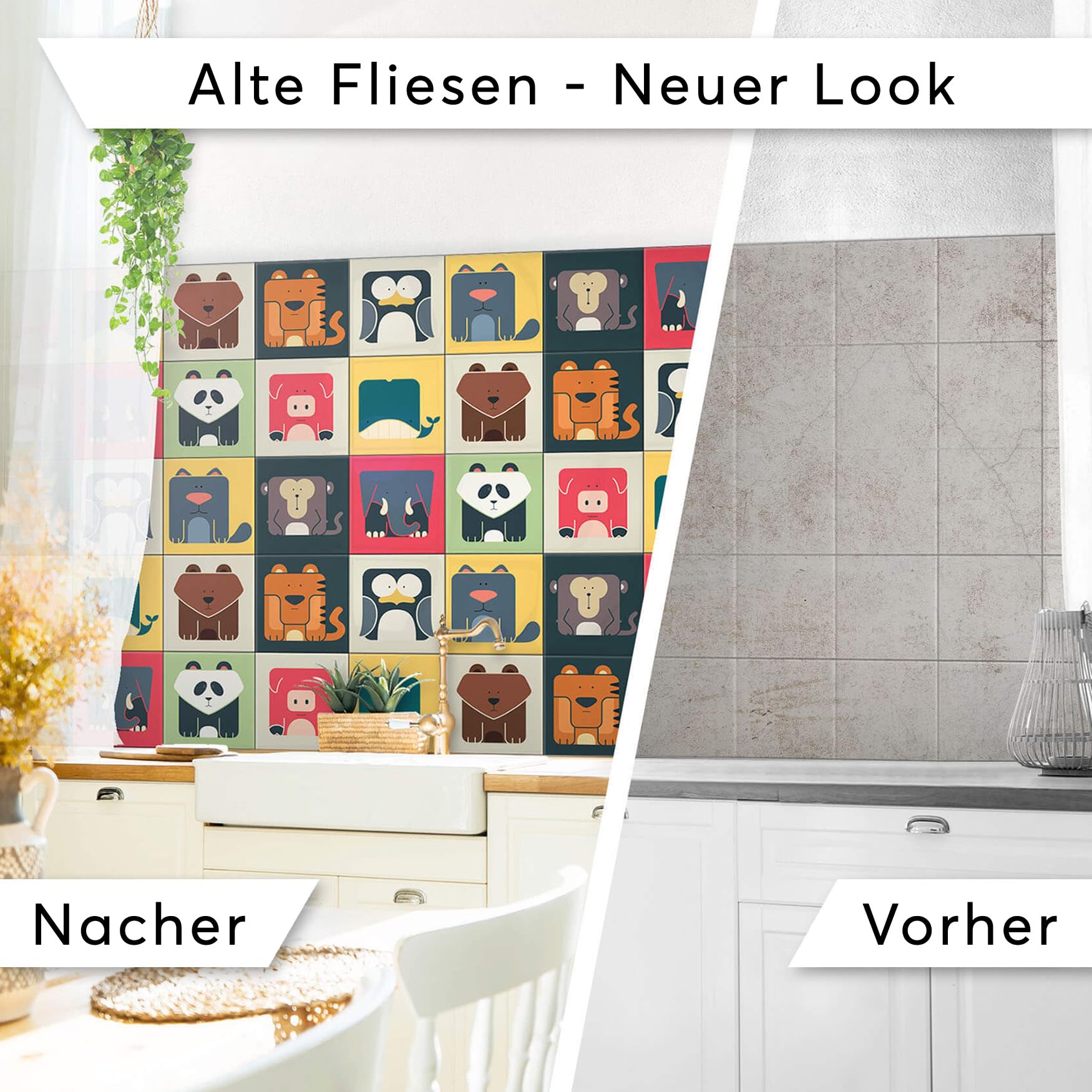 RE-COVERTILES Fliesen-Aufkleber – 24 Stück, 20x20 Cm, Selbstklebend Für Bad & Küche, PVC, Wasserfest