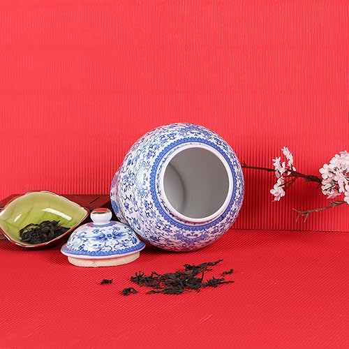 Miniatura 6 de Chinoiserie - Juego de 2 tarros de jengibre, porcelana china azul y blanca, tarro de almacenamiento decorativo para el hogar con tapa (juego máximo)