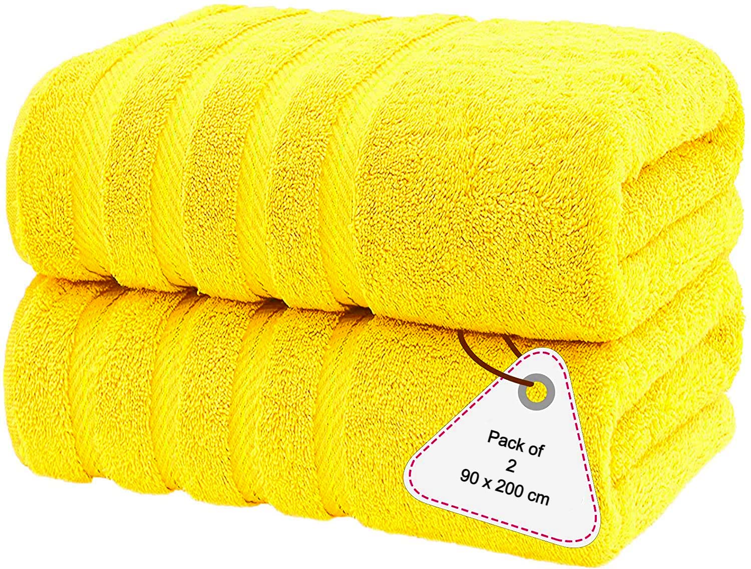 EDB 2 X Large Super Jumbo Bath Sheets 100% Egyptian Combed Cotton Big Bath Sheet Towels 90 x 200 cm (Mustard)