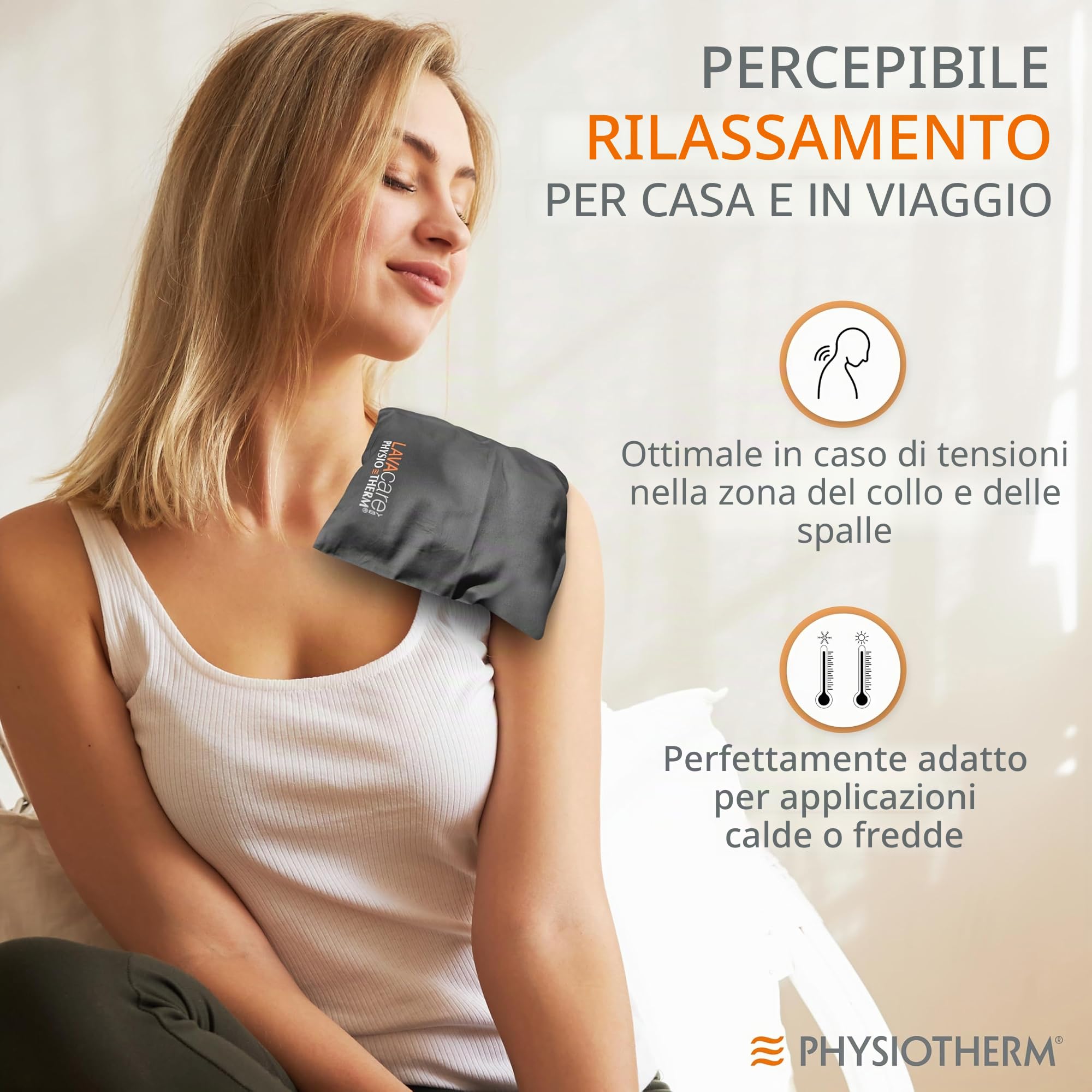 LAVAcare Cuscino Termico Classico • Cuscino in Lava con Sabbia Lavica per il Relax • Adatto come Cuscino Termico & Refrigerante