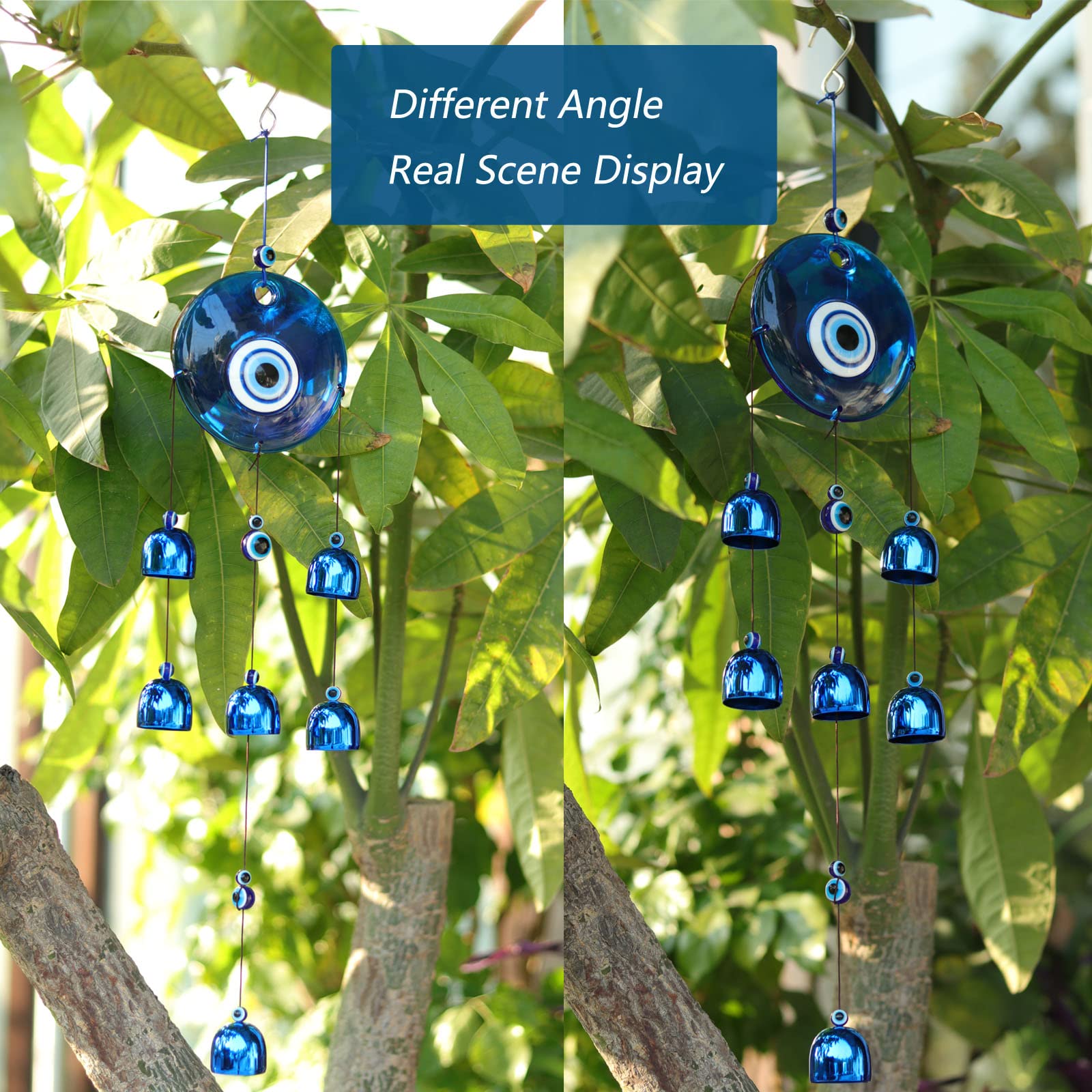 YEBON Blue Evil Eye Wind Chimes for Home Garden Decoration Quality Evil Eye Wall Hanging Ornament Gift, Fl-eye003, FL-EYE003 - Image 4