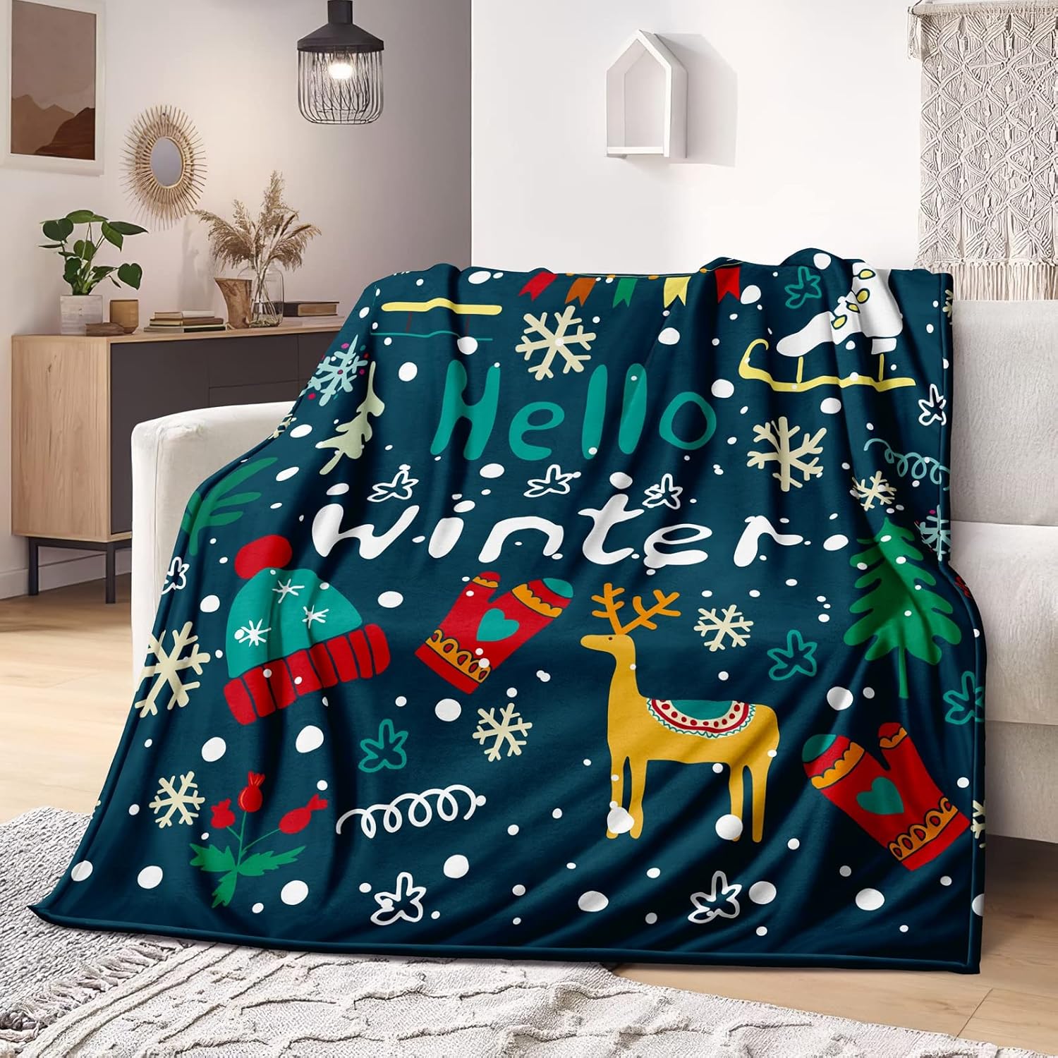 BDUCOK Merry Christmas Blanket Xmas New Year Holiday