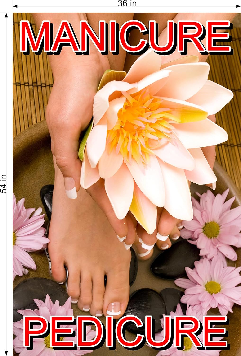 Pedicure & Manicure XVII Services Nail Salon Sign Advertising Marketing Décor Vertical (Wallpaper "Fabric Poster" Decal with Adhesive Backing [Indoors], 18")