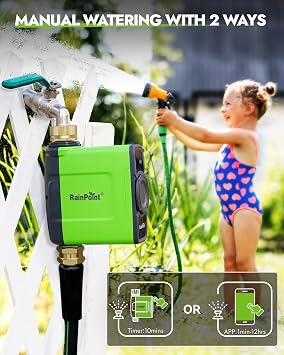 RAINPOINT WiFi Water Timer for Garden Hose, 2027 New Version WiFi Sprinkler Controller, Smart Hose Timer Valve, Automatic Drip Irrigation System/Rain Delay for Garden