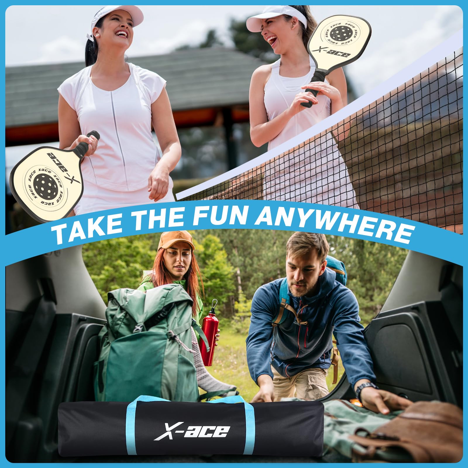 X-ACE 2024 Pickleball Netz - Offizielle 22FT Regulierungsgöße für den Außen- und Innenbereich, inklusive langlebiger Tragetasche…