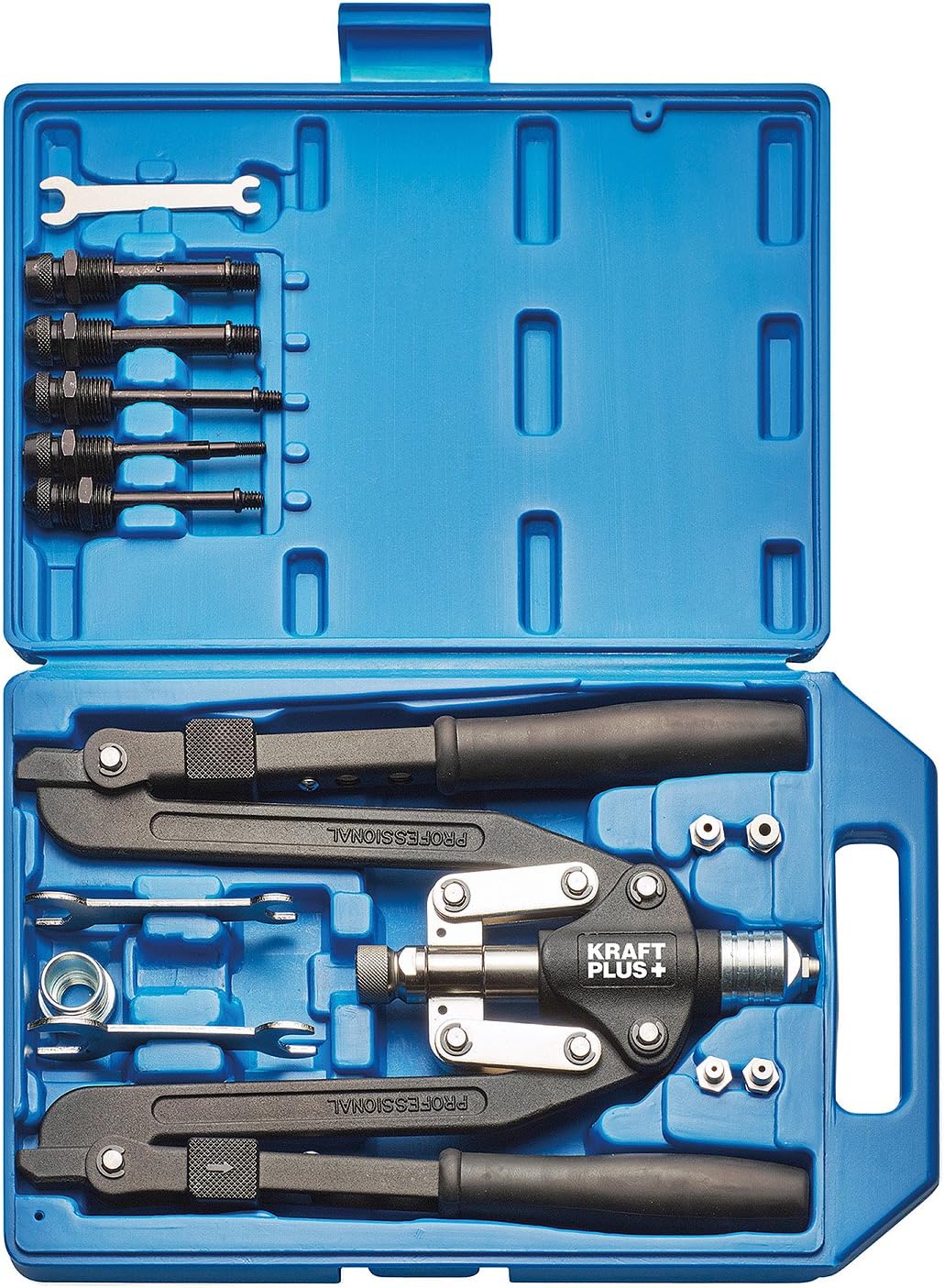 K.105 2401 Professional Rivet and Threaded Nut Rivet Kit Riveter Gun Riveting Tool Set - 14 Pieces