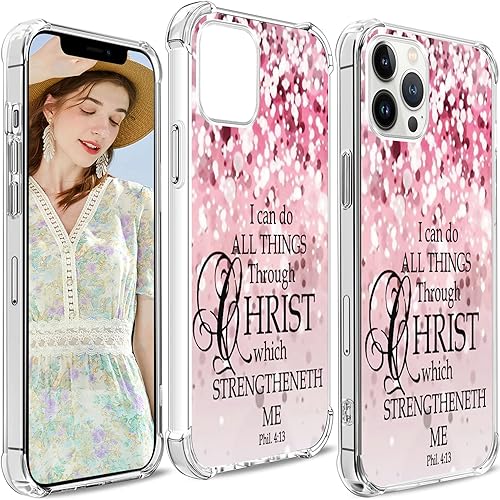 Miniatura 8 de Funda protectora de la Biblia para teléfono 13, 14 versículos cristianos, protección resistente compatible con el teléfono 13 14 Dios cristiano