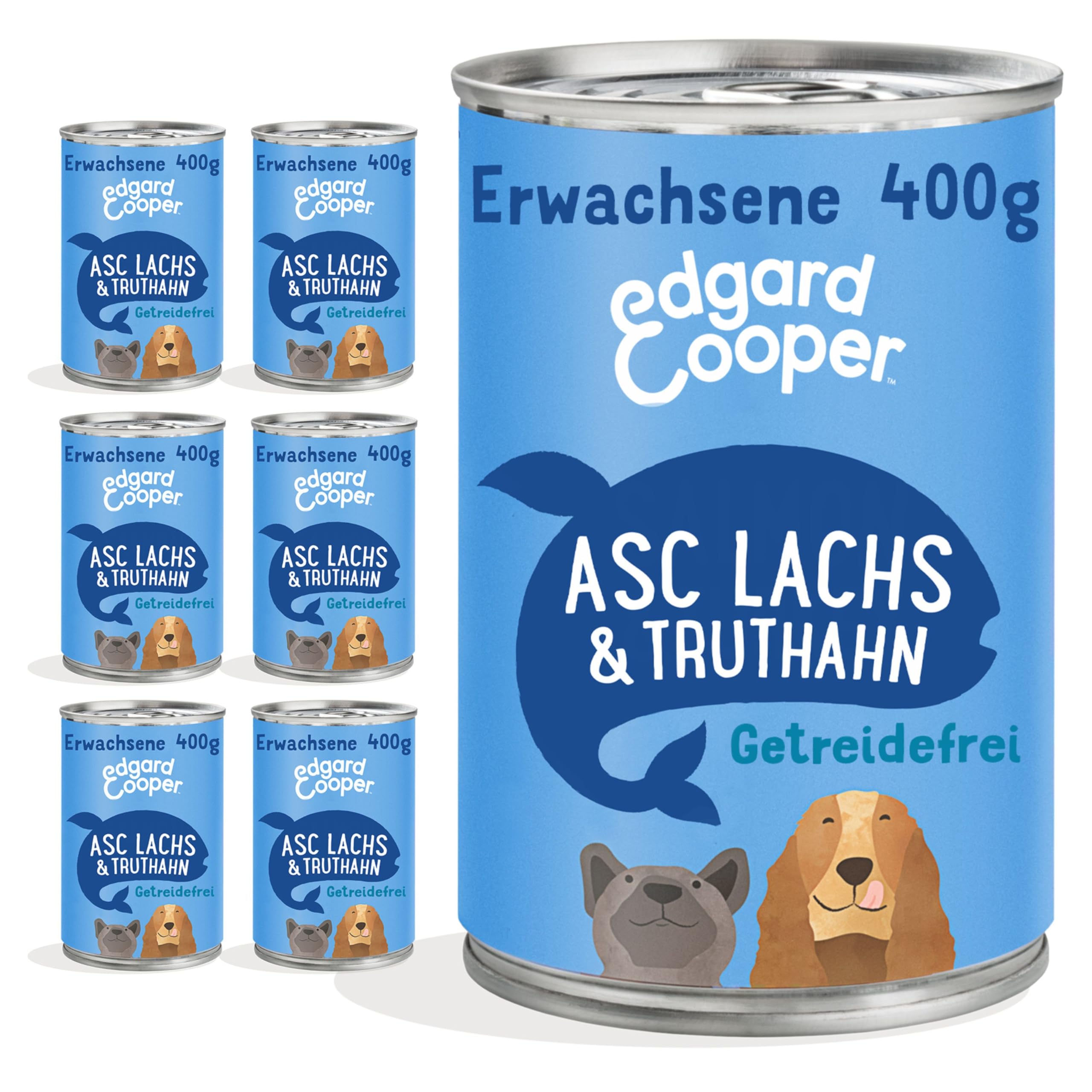 Edgard & Cooper - Comida húmeda para Perros (salmón y Pavo, 400 g x 6), sin Cereales, Ingredientes Naturales y Carne Fresca, Llena de aminoácidos Esenciales
