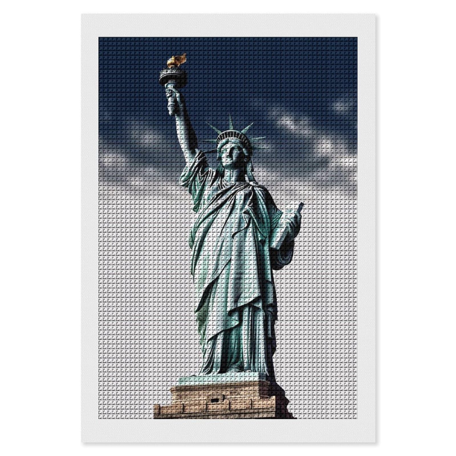 FodPand Statue of Liberty 5D Diamond Painting Kits for Adults Beginners Full Drill Square Diamond Dots Pictures Gem Art Supplies for Home Wall Room Decoration DIY Craft Set Gift 8x12