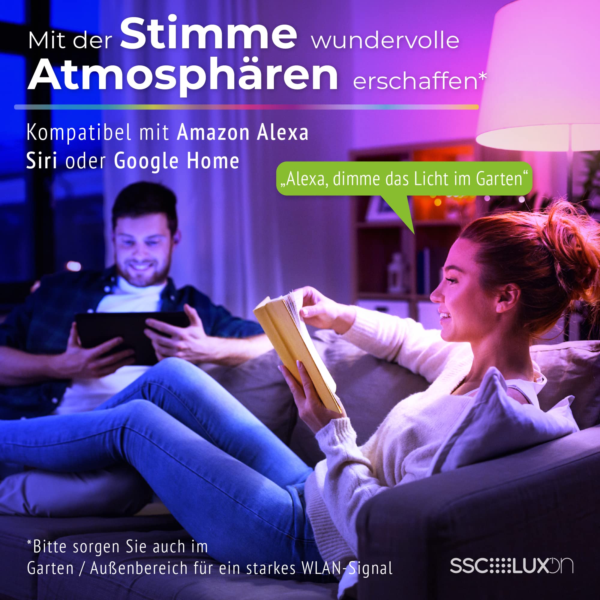 SSC-LUXon 4 Stück CELI-1N Aufbauspots flach schwenkbar kompatibel mit Alexa, Siri & Google - Deckenspot mit Smart RGB+W LED Lampe
