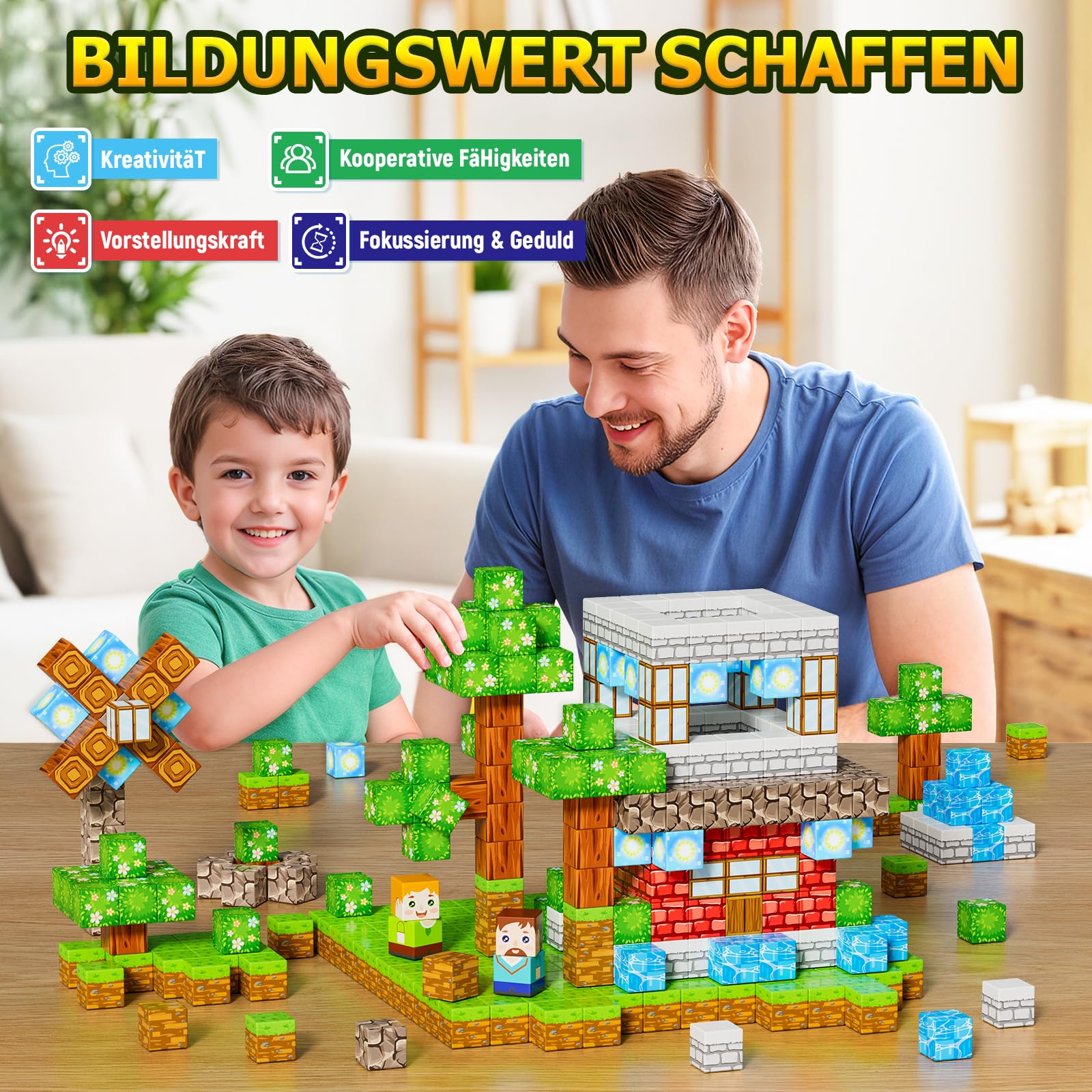 Vefosafe Magnetische Bausteine 150 Teile, Baue Magnetisches Bauwelt Magnetblöcke Fliesen Kinder Spielzeug Geschenk für Jungen Mädchen 3 4 5 6 7 8 9 Jahren Kreative Kinderspielzeug