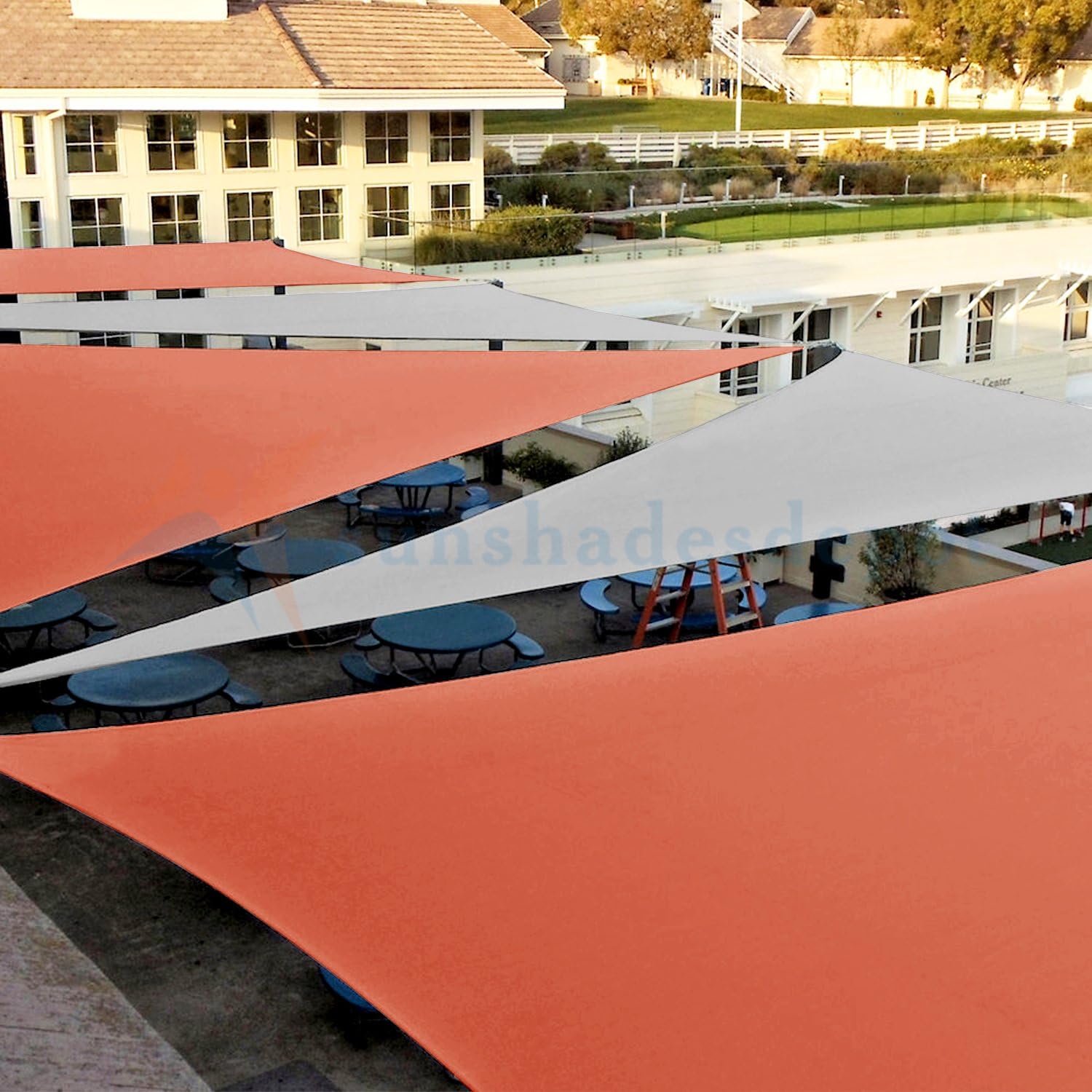 TANG Sun Shade Sail Triangle 16x18x24 Feet Sunshades Canopy with Hardware Kit, Shade Cloth Fabric Pergolas Cover for Outdoor Patio Deck Garden Backyard Awning, Orange