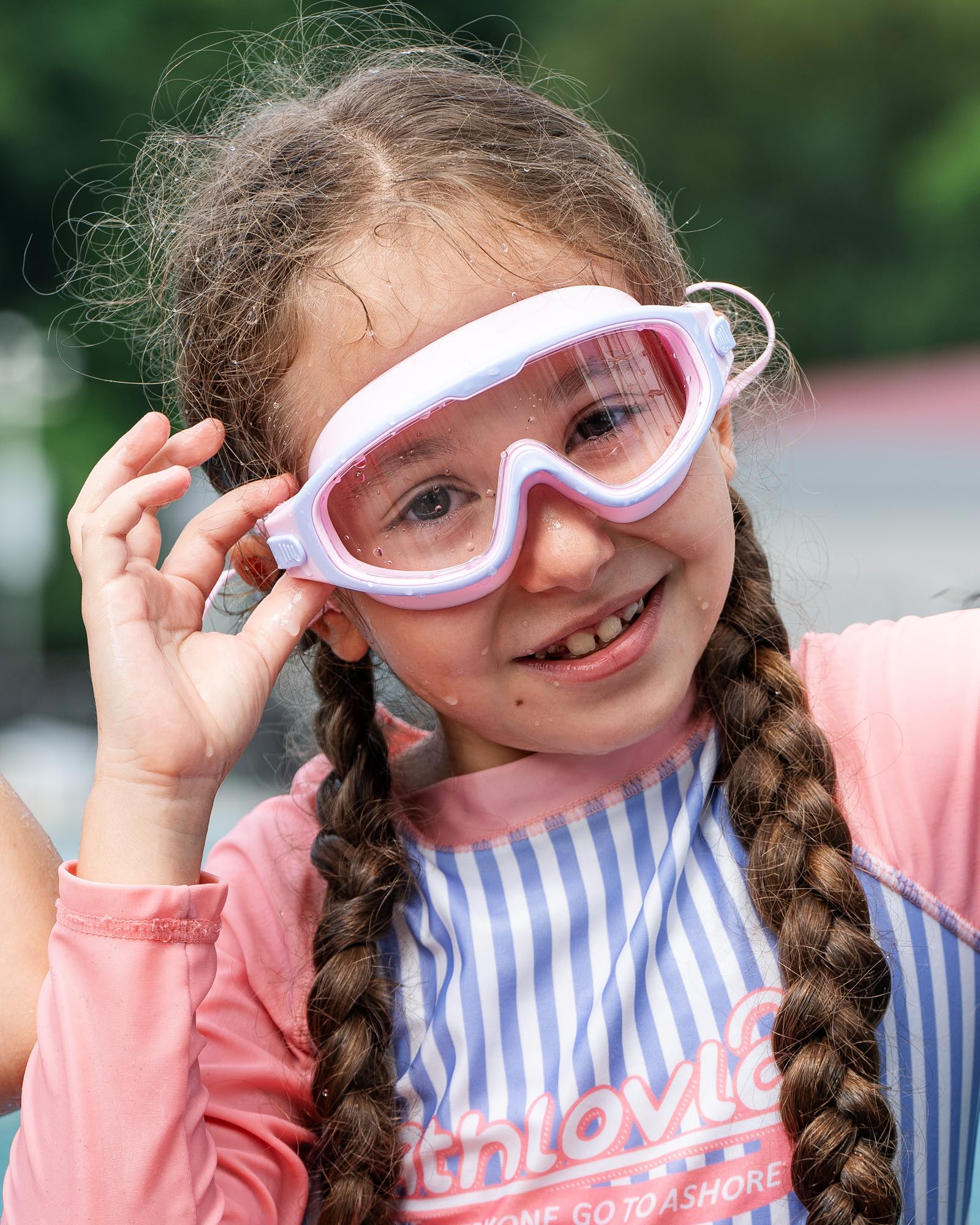 Occhialini da nuoto per bambini dai 6 ai 12 anni, visione ampia, anti-appannamento, protezione UV, nessuna perdita, per ragazzi e ragazze