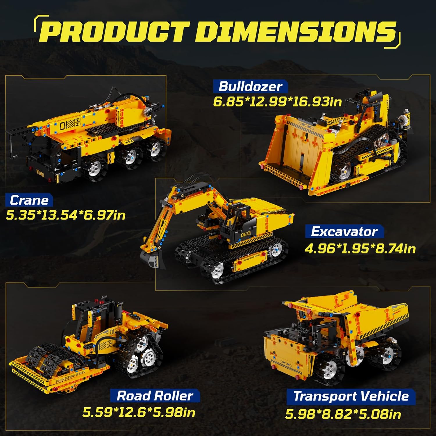 HPROMOT 5-in-1 Building Toys STEM Robotics Kits - Remote-Controlled Excavator Engineering Kit for Kids Ages 8-16 with 535 Pieces, DIY Educational Science Kits Gift for Boys & Girls