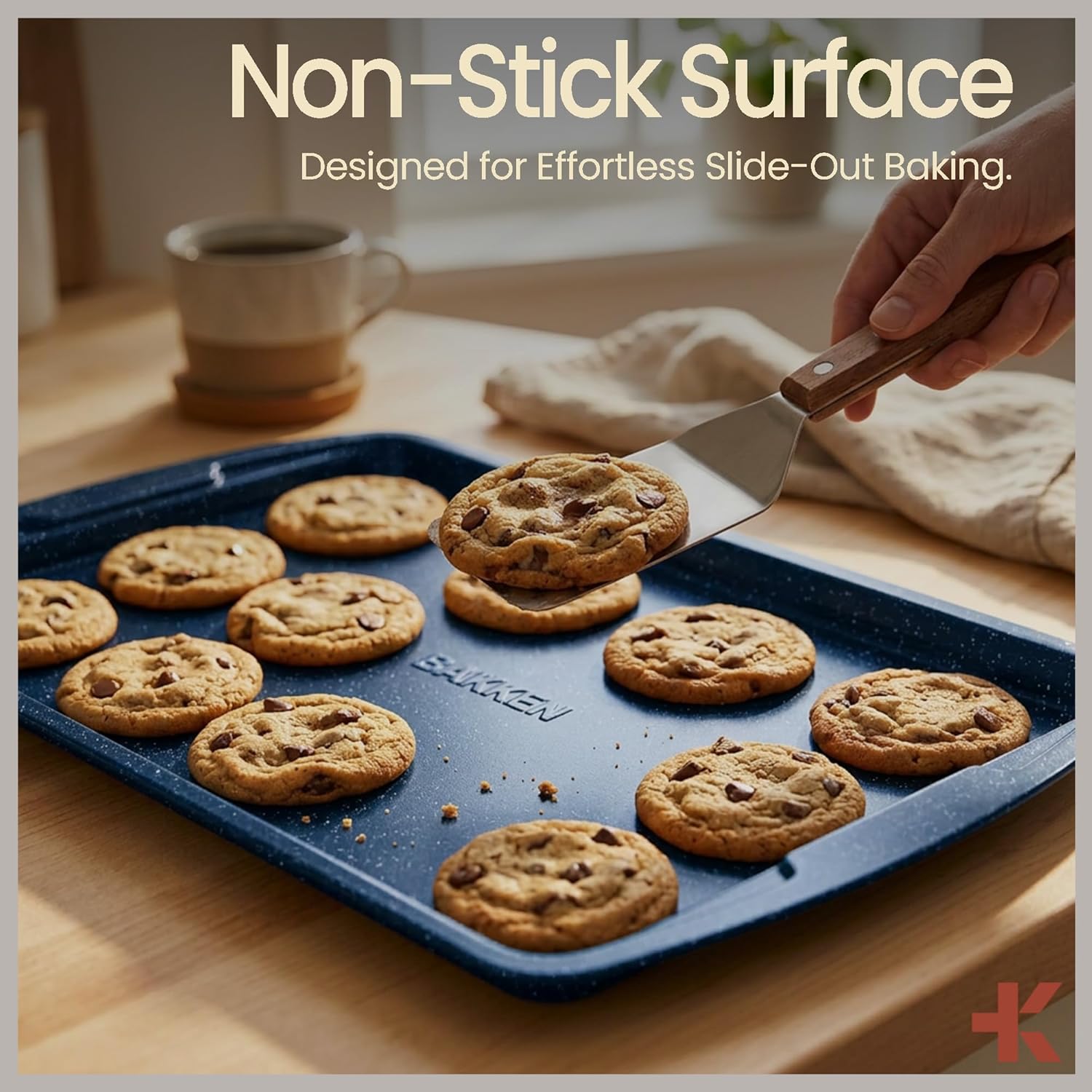 BAKKEN Kitchen Baking Pan Set - Nonstick Blue Marble Coating, Commercial Grade Carbon Steel Bakeware Sets, Baking Kitchen Essentials, PFOA, PFOS, PTFE Free, Oven Safe Tray (Up To 450° F), Set of 6