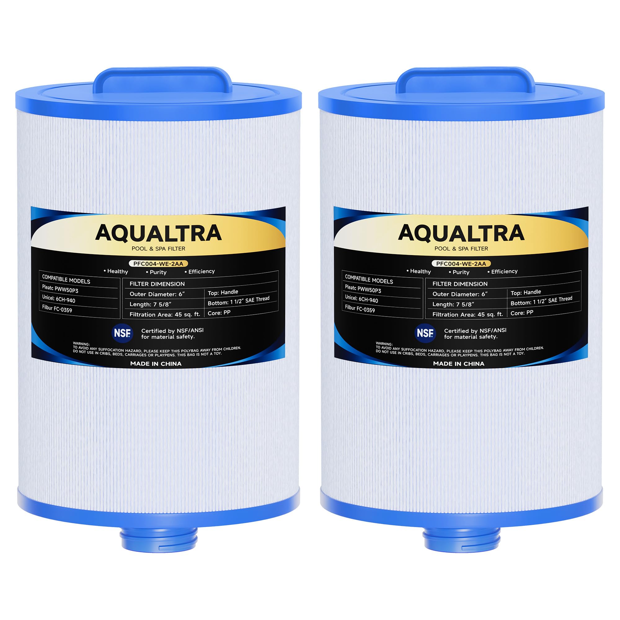 AQUALTRA SPA Filtro Compatible con PWW50P3(39mm Rosca Gruesa), 6CH-940, FC-0359, 817-0050, 194mm x 150mm Tornillo en Rosca SAE Filtro de Bañera de Hidromasaje 2 Piezas