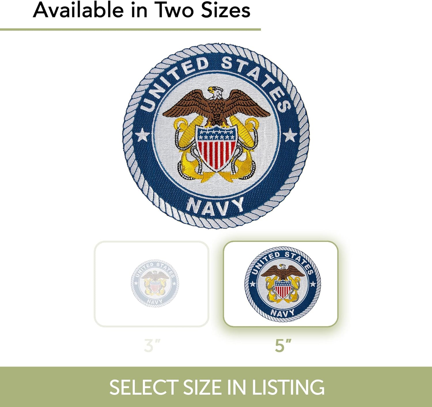 Desert Cactus United States Navy Patch – Embroidered Iron On/Sew On Applique for Blazers, Jackets, Backpacks, Bags, Hats & Tactical Gear – (Patch - 5 Inch Double Anchor) (Pack of 2)
