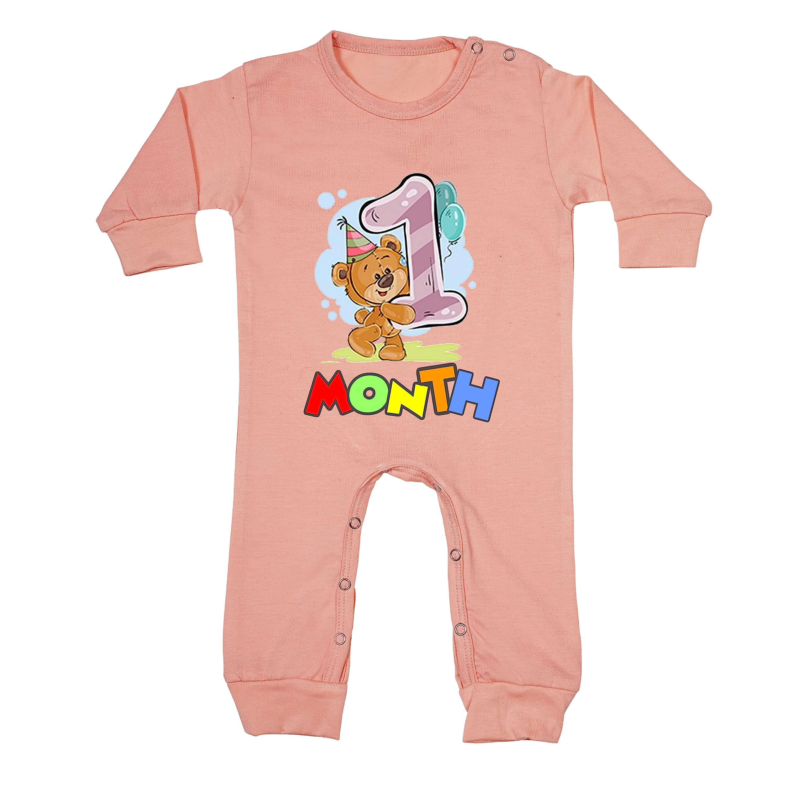 ARVESA Monthly Milestone Unisex Baby Half Sleeve Kids Full Jumpsuit Round Neck