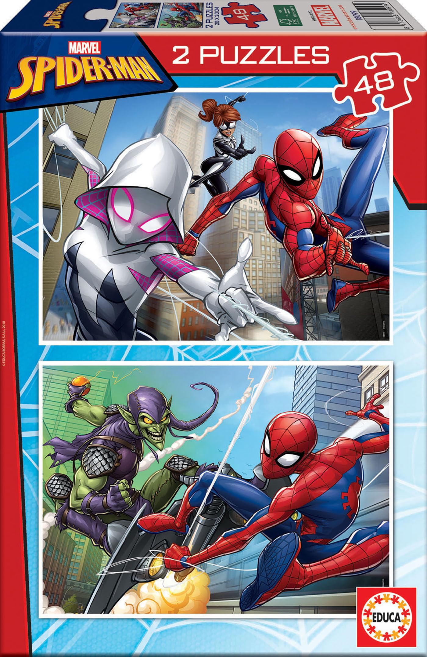 Educa - 2x48 Spider-Man Marvel Jigsaw Puzzles | Colourful Characters | Large Pieces | Ages 4+ (18099)