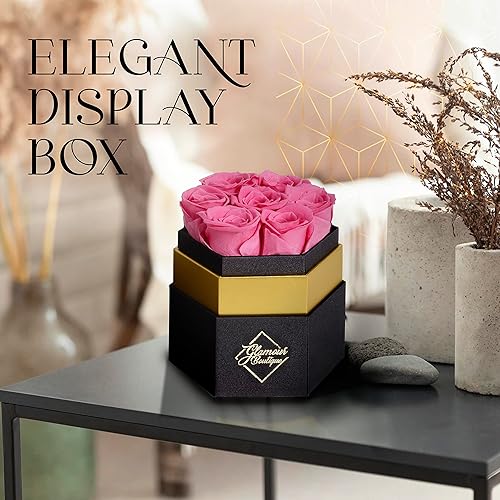 Miniatura 5 de GLAMOUR BOUTIQUE 7-Piece Forever Pink Rose Box - Preserved Roses in a Box, Immortal Roses in a Box That Last A Year - Eternal Rose Preserved Flowers