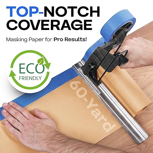 Miniatura 3 de IDL Packaging Rollo de papel de enmascaramiento marrón de 12 pulgadas x 60 yardas para cubrir el área (caja de 12)  Papel de pintura de