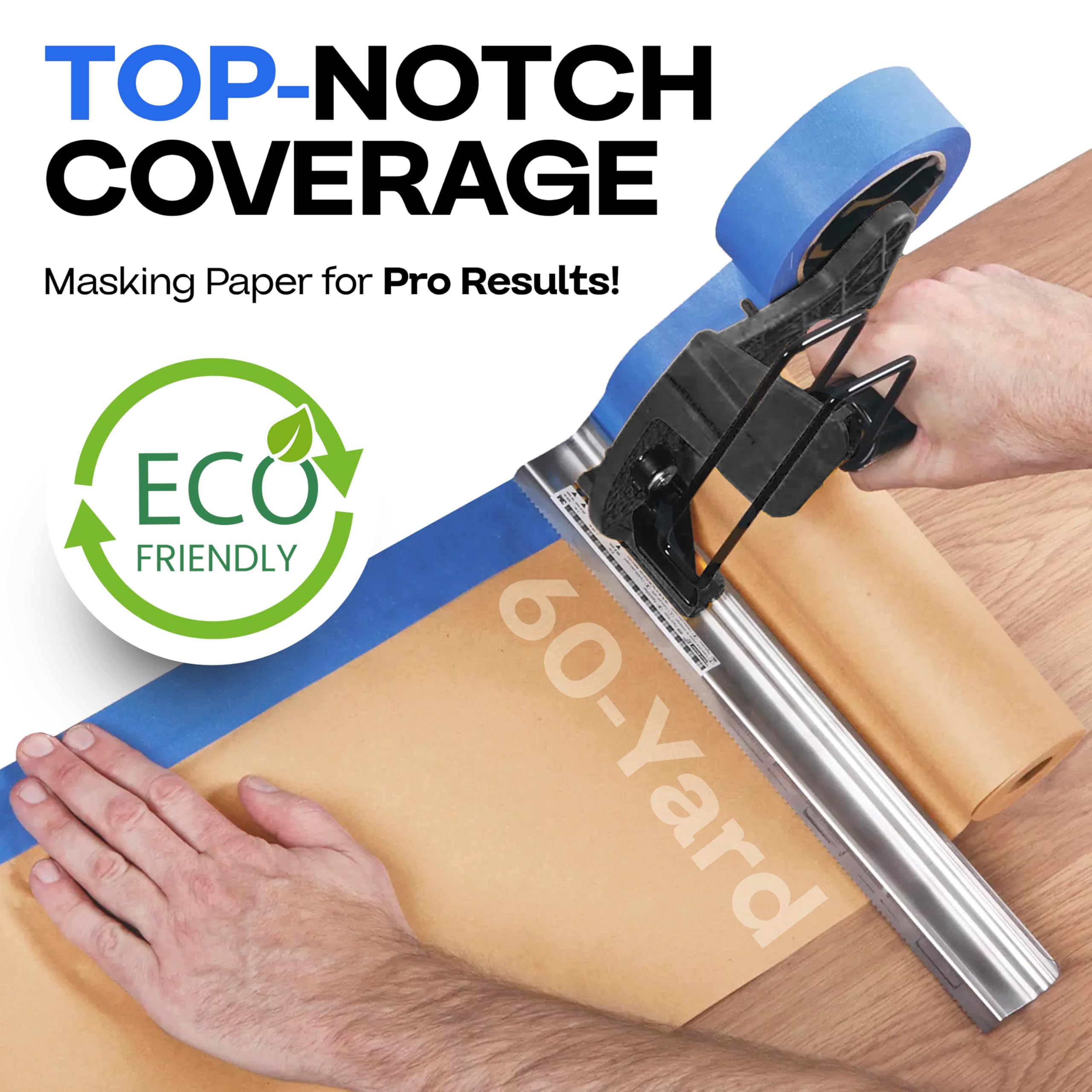 IDL Packaging Lot De 6 Rouleaux De Ruban Adhésif De Masquage Pour Peintre Avec 6 Rouleaux De Papier Kraft De 2,9 X 60 M Et Distributeur De Masquage Avec Lame Incluse