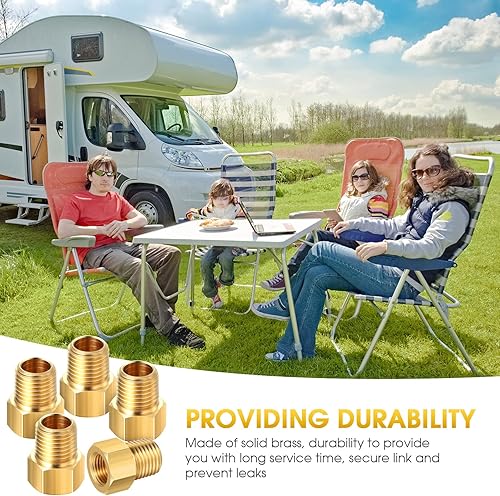 Miniatura 6 de Frienda Adaptador de Tubería de Latón de 14 de Pulgada NPT Macho x 14 de Pulgada Hembra con Abocinado Invertido para Propano, Reductor NPT,