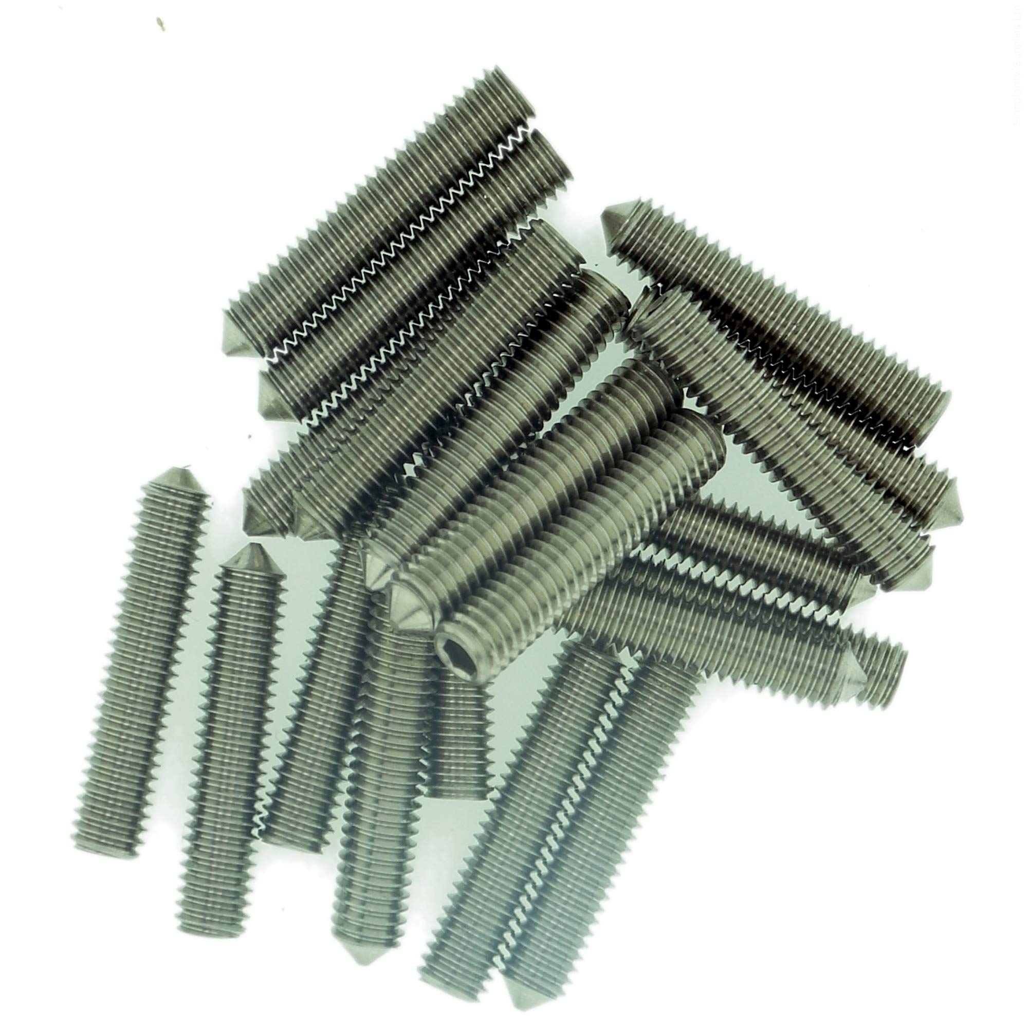 Singularity Supplies M4 (4Mm X 8Mm) Hex Socket Grub Screw (Cone Point) - Stainless Steel (A2) (Pack Of 20)