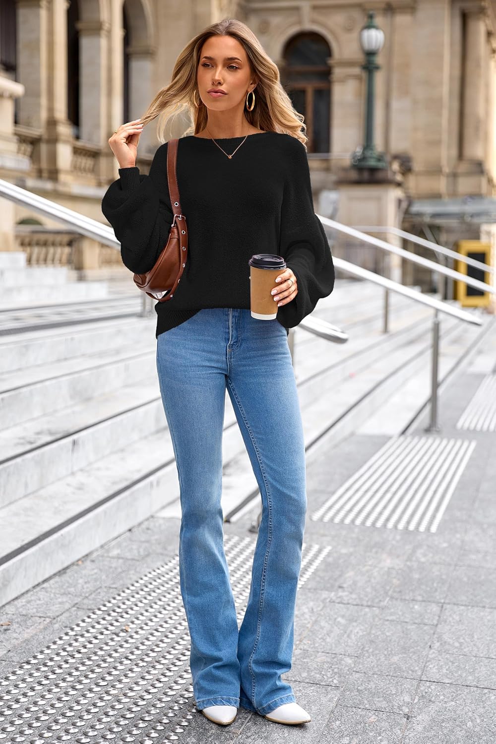 Arach&Cloz Women Wool Bend Soft Warm Fuzzy Loose Fit Fall Sweater 2025 - Image 6