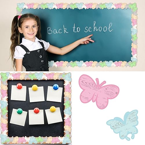 Vista 172 de Panelee Borde inspirador de confeti de 68.9 pies, borde de tablón de anuncios, mariposas, flores, abeja, espacio, inspirador, linda decoración