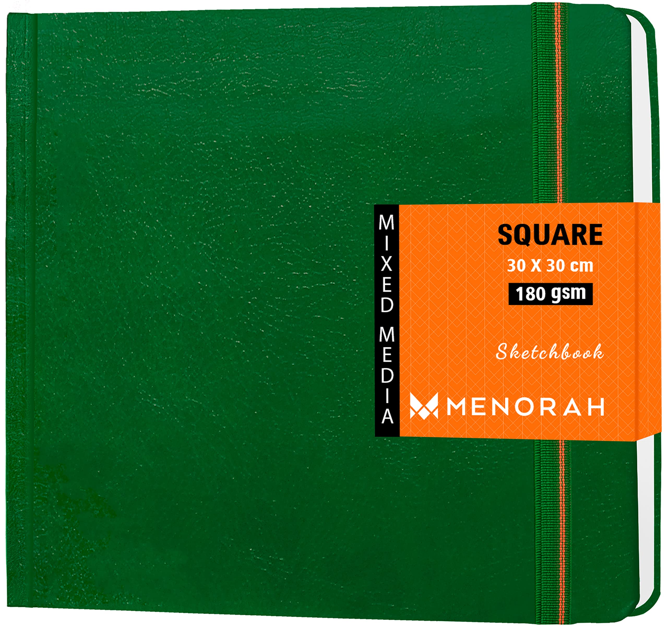 MENORAH - Sketch Book for Artist - Square - 180 GSM - Square Sketchbook - for Drawing - Hard Bound - 100 Pages/50 Sheets - (30.0 x 30.0 cm) - (Dark Green)