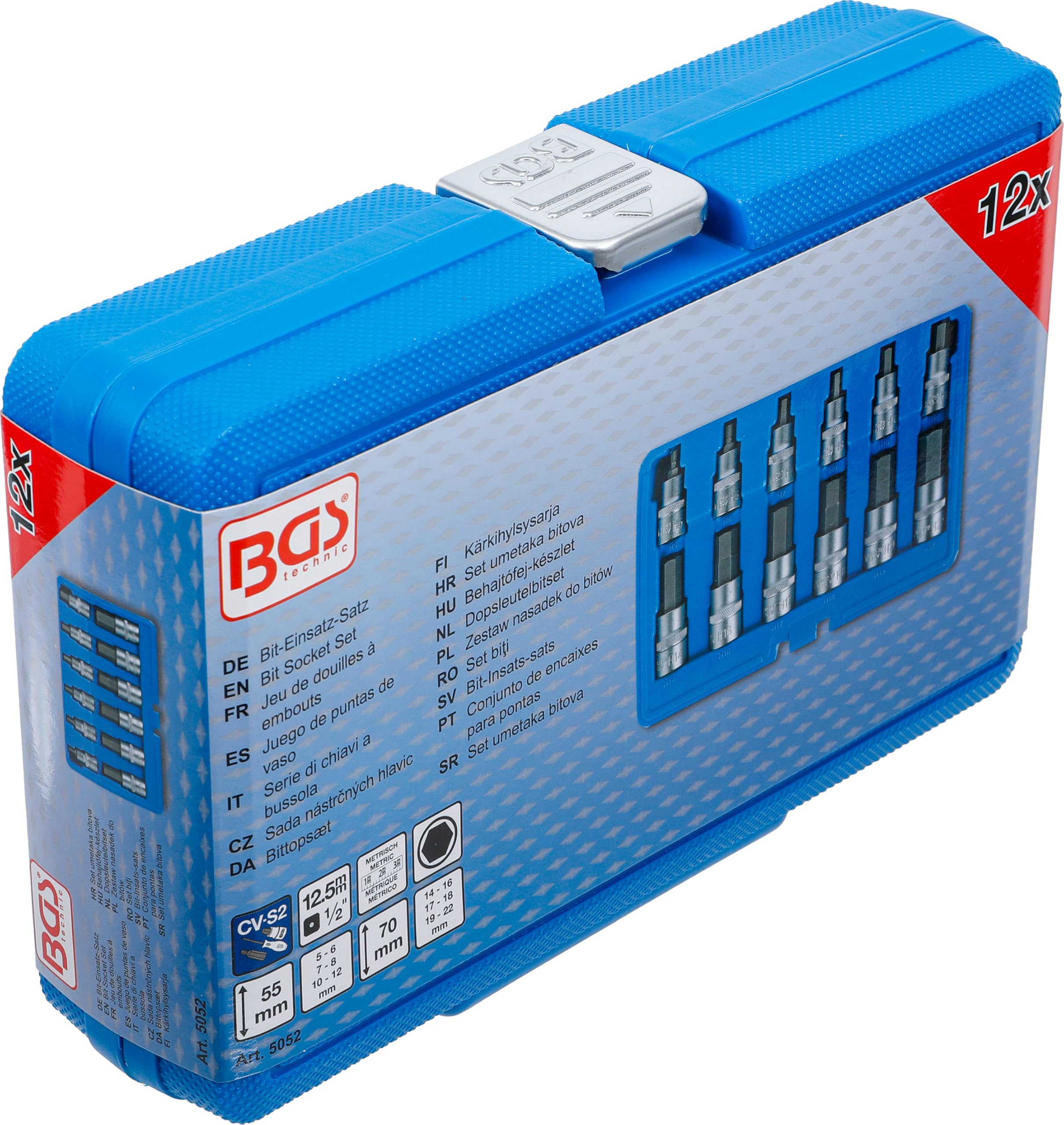 BGS 5052 | Serie di chiavi a bussola | 12,5 mm (1/2") | esagono interno 5 - 22 mm | 12 pz.