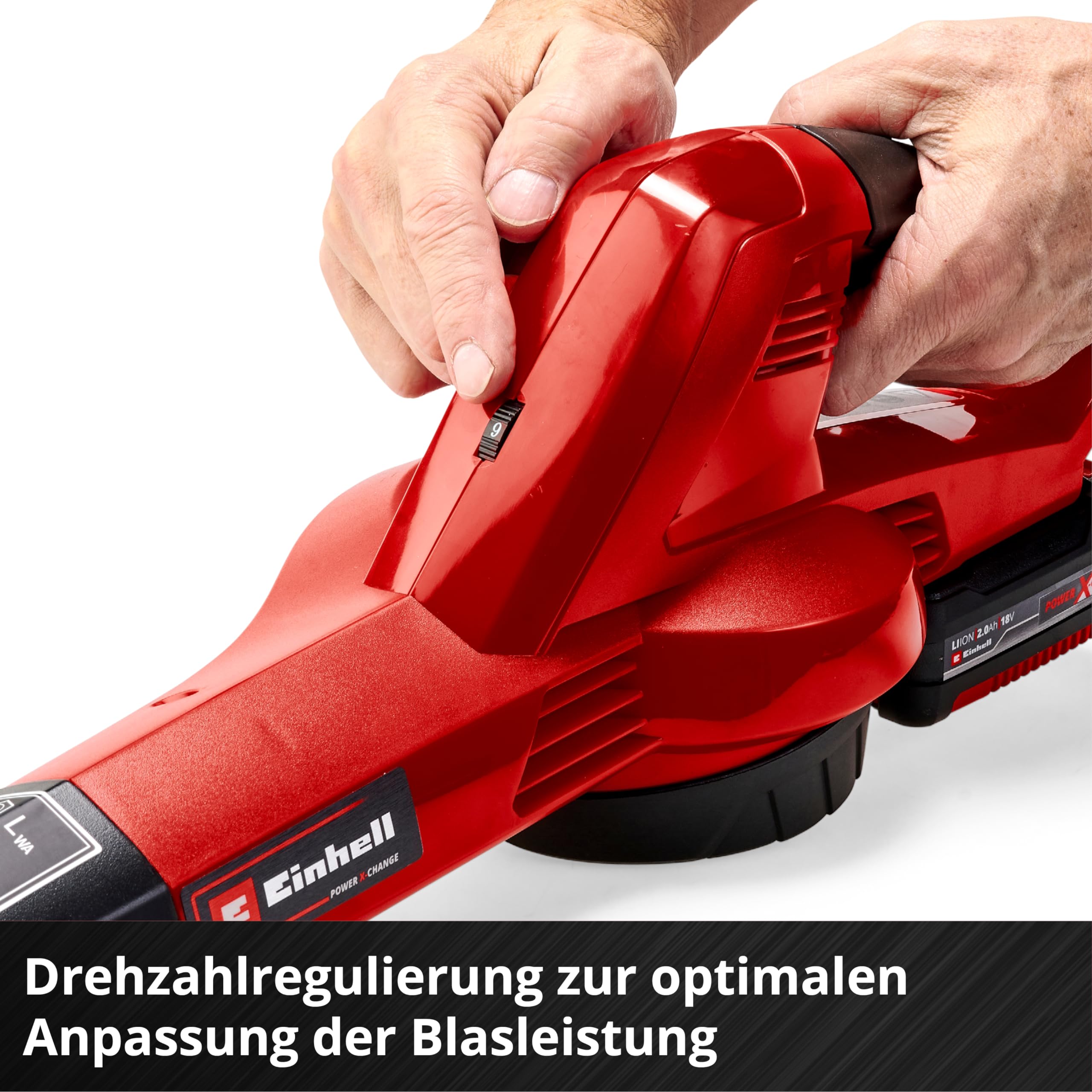 Einhell Akku-Laubbläser GC-CL 18 Li E Kit Power X-Change (18 V, 210 km/h Luftgeschwindigkeit, Drehzahlregelung, Softgrip, inkl. 1x 2,0 Ah Akku und Ladegerät)