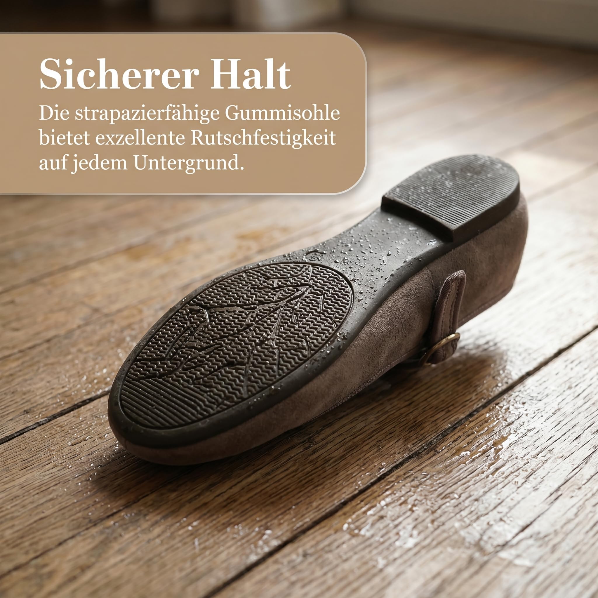 GLAMORA Damen Ballerinas Mary Jane Veloursleder Optik Flach Bequem Schuhe Rundspitze Riemchen Verstellbar Weich Flexible Sohle Slipper Elegant Komfort Freizeit Schuhe