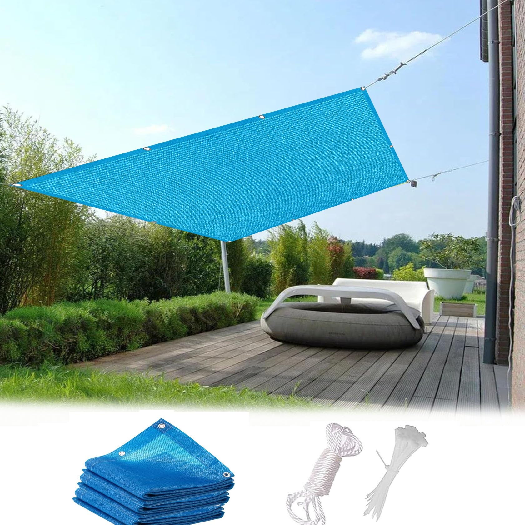 Sonnensegel 2,5x4 M – Rechteckiges HDPE-Gewebe Mit UV-Schutz Für Garten, Terrasse & Balkon