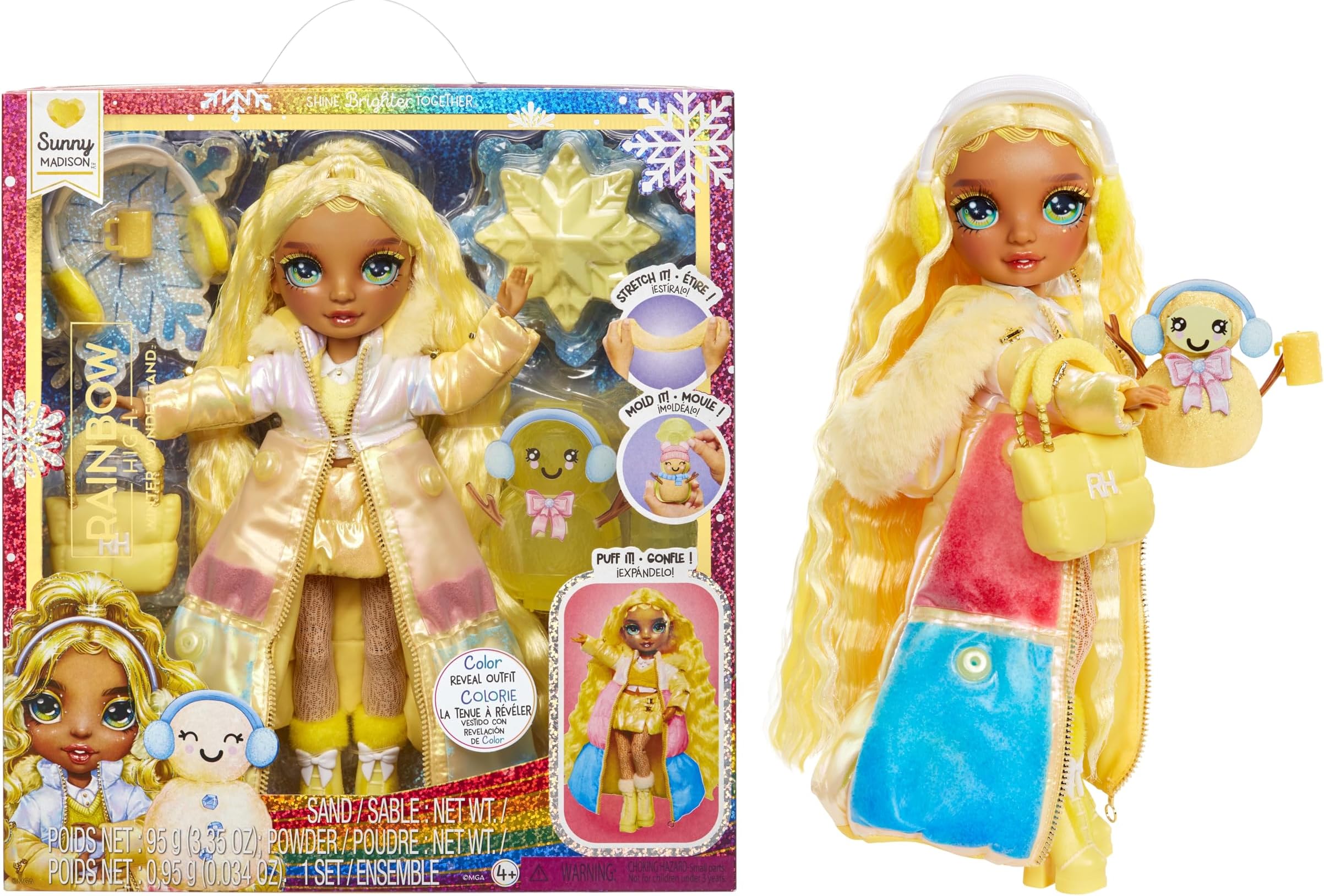 Rainbow High Winter Wonderland Sunny - Yellow 11” Fashion Doll with Magic Sno...