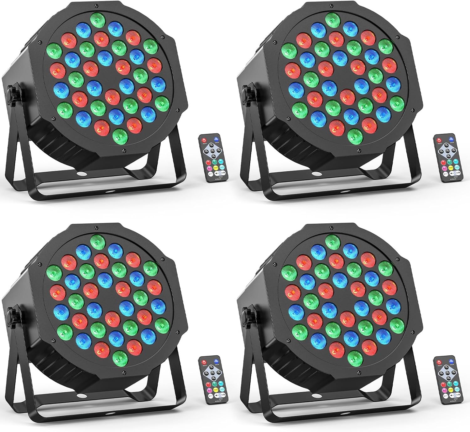 36LED Stage Lights RGB Par Light DMX Lighting Stage Uplights for Events Music Dances Shows Party Wedding Church School Christmas Club (4 Packs)