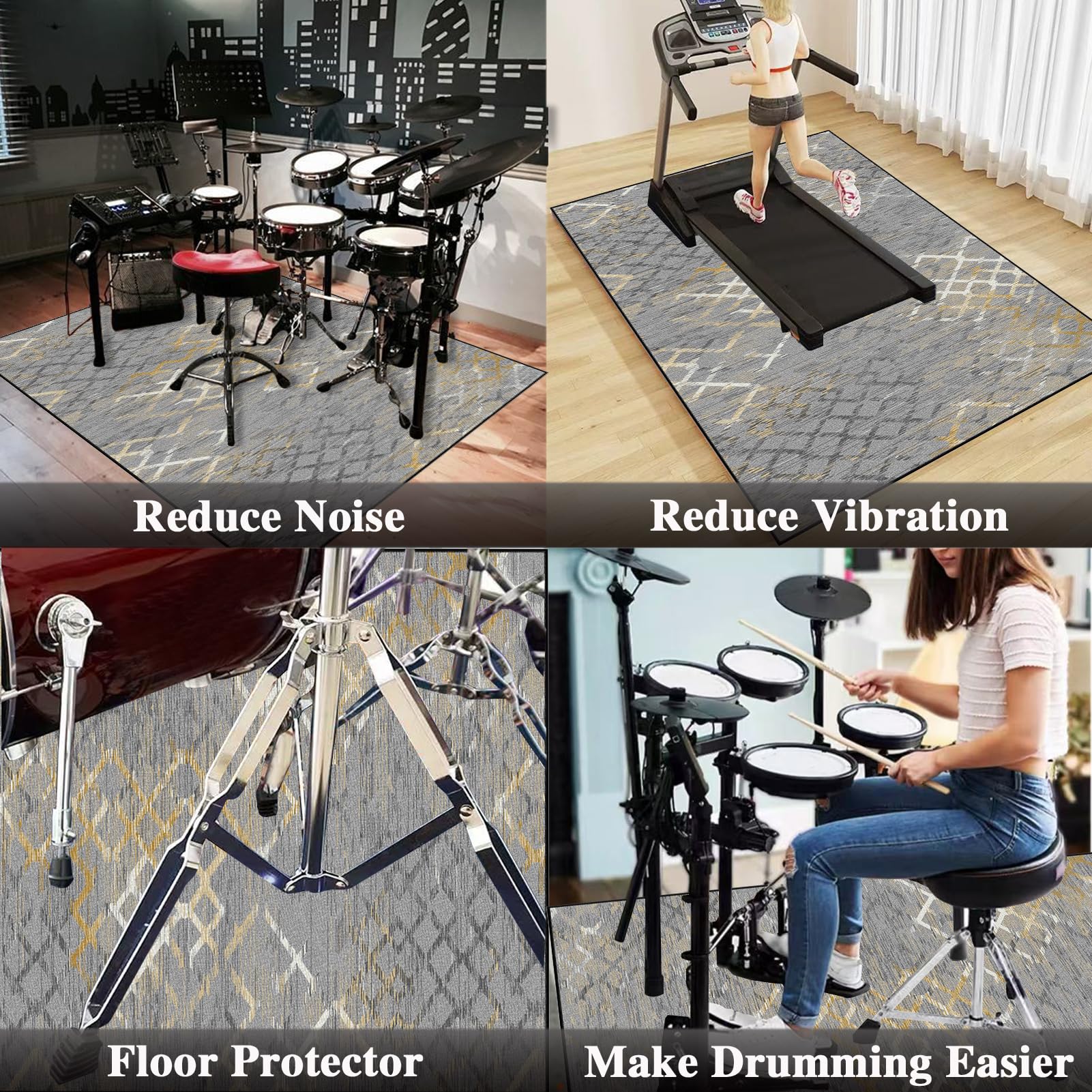 230 x 180 cm Tappeto Batteria Acustica, Tappeto Batteria Elettronica, Antiscivolo Tappeto Batteria Insonorizzante, per Grancassa Rullante E Altri Componenti del Set di Tappetini Tappeto Batteria