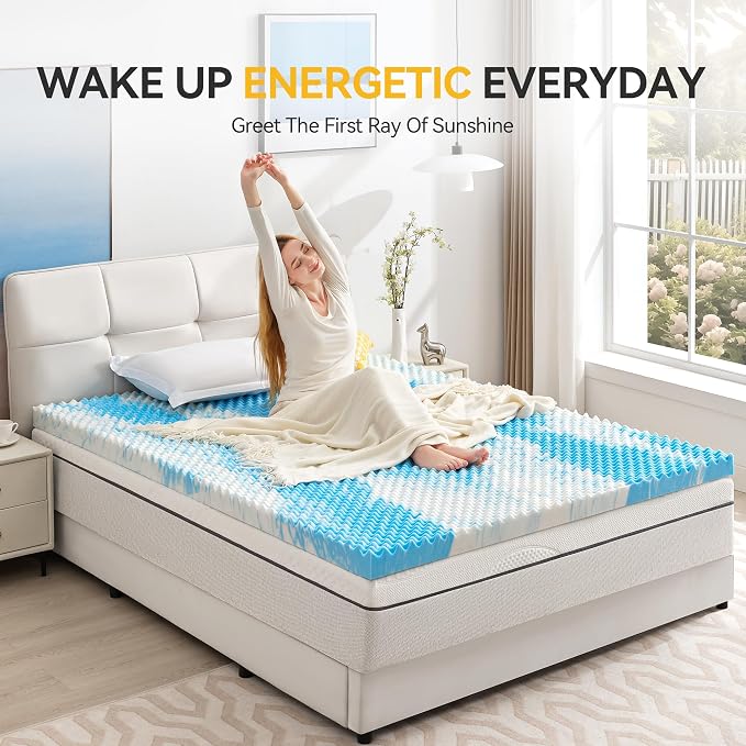 SINWEEK 2 Inch Egg Crate Memory Foam Mattress Topper Twin Size, Soft Mattress Pad for Back Pain Relief, Bed Topper, CertiPUR-US Certified, Blue miniatura 6