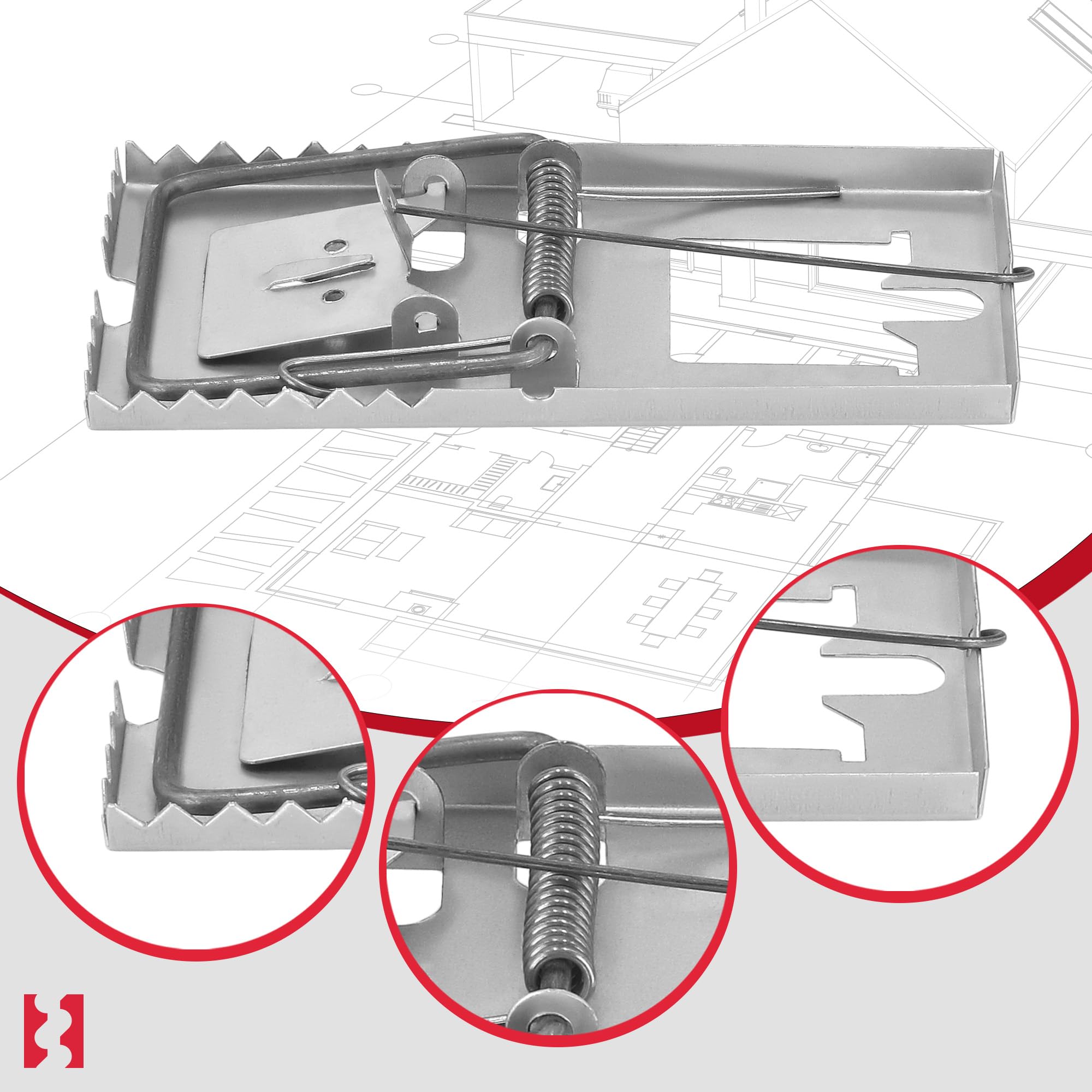 KOTARBAU® Set di 3 trappole per ratti con elevata forza d'impatto per roditori grandi, 170 x 90 mm