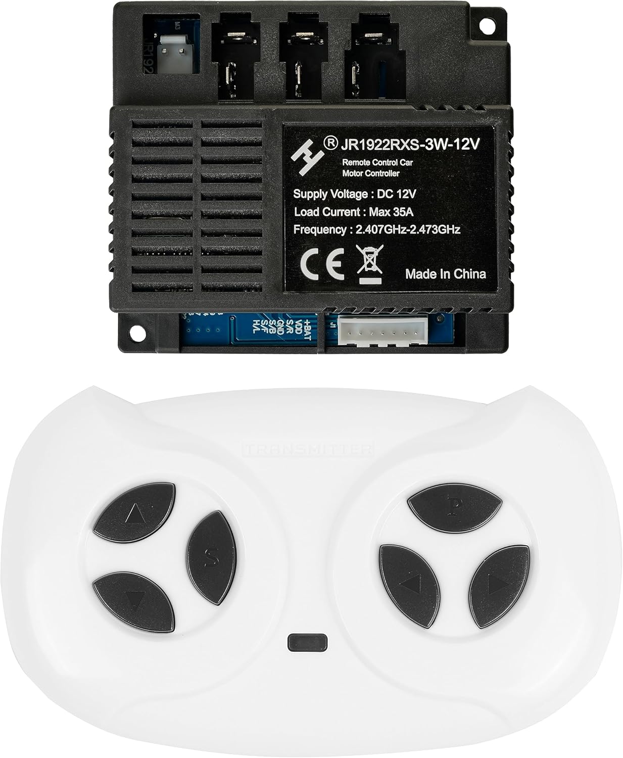 Kids Ride On Car 2.4G Bluetooth Remote Control and JR1922RXS-3W-12V Receiver Control Box Motherboard Kit for Children Electric Ride On Tractor Replacement Parts