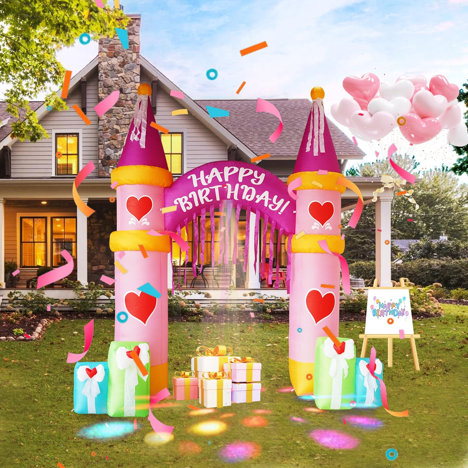Arche d'anniversaire gonflable 3m pour sublimer vos fêtes de jardin et soirées sur terrasse