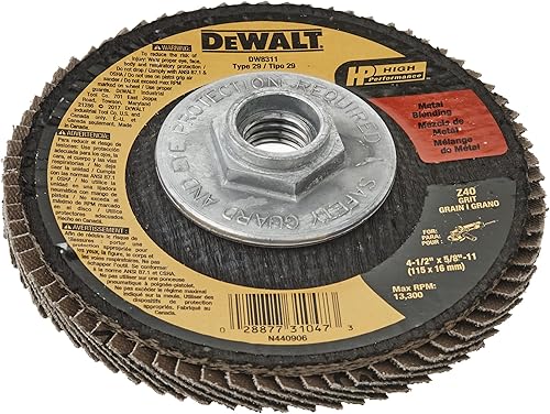 DEWALT DW8311 Disco de solapa de zirconia de 4.5" x 5/8"-11, grano 36 para amoladora angular
