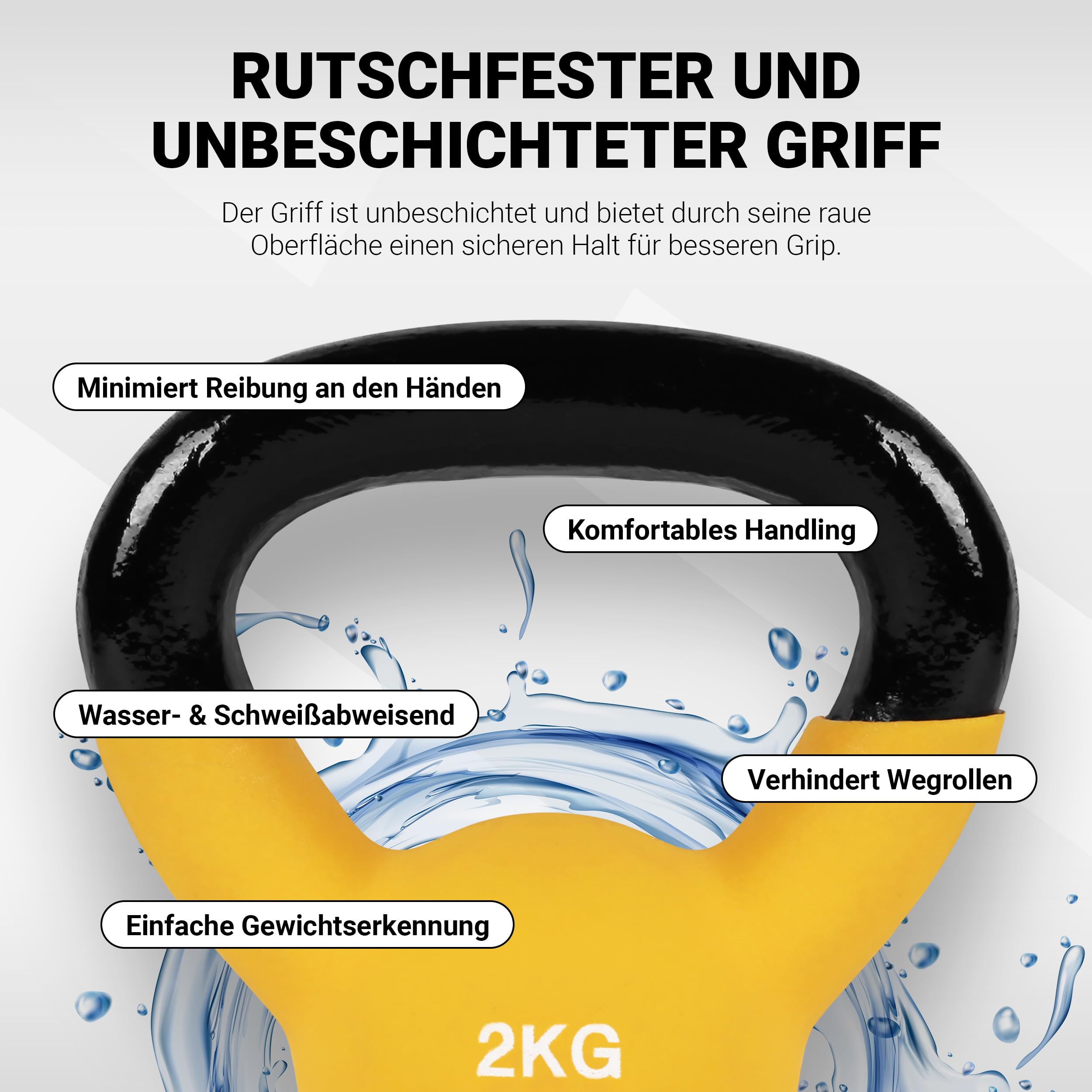 MSPORTS Kettlebell Professional Neopren 2 – 30 kg inkl. Übungsposter Kugelhantel