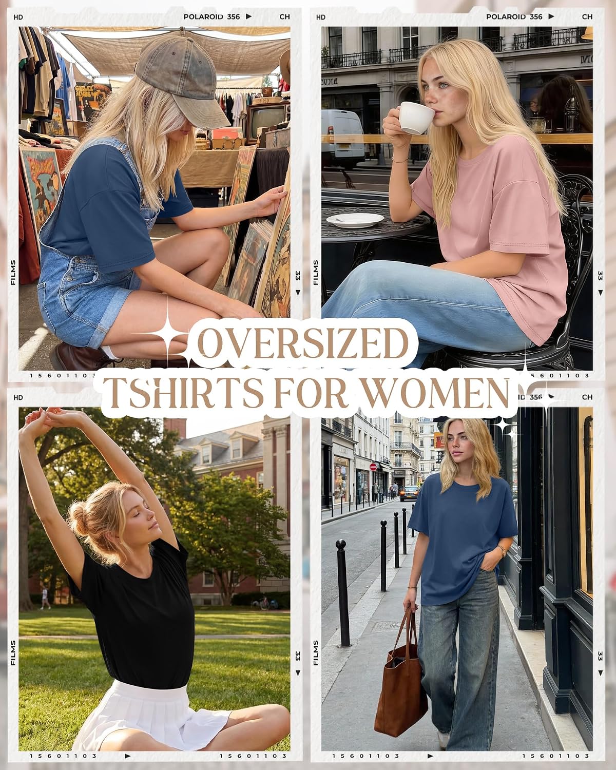 3 Pack Women Oversized T-Shirts Loose Fit Workout Gym Shirts Crewneck Short Sleeve Tops Baggy Casual Basic Tee