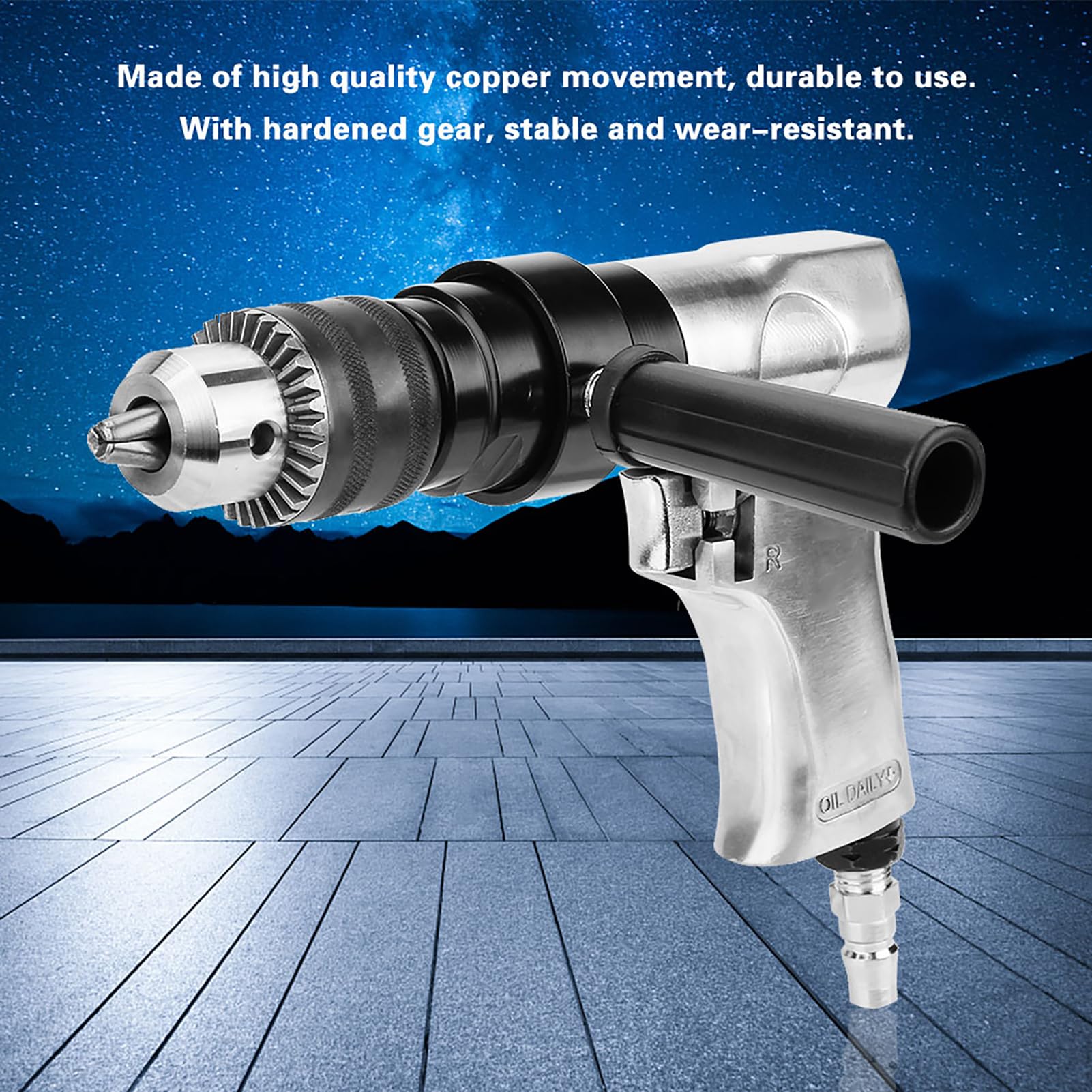 Tyenaza Taladro Neumático De Alta Resistencia De 1/2", KP - 554, Taladro Reversible CW/CCW De 900 RPM, con Mango Reversible De 360° para Operaciones De Perforación Profesionales