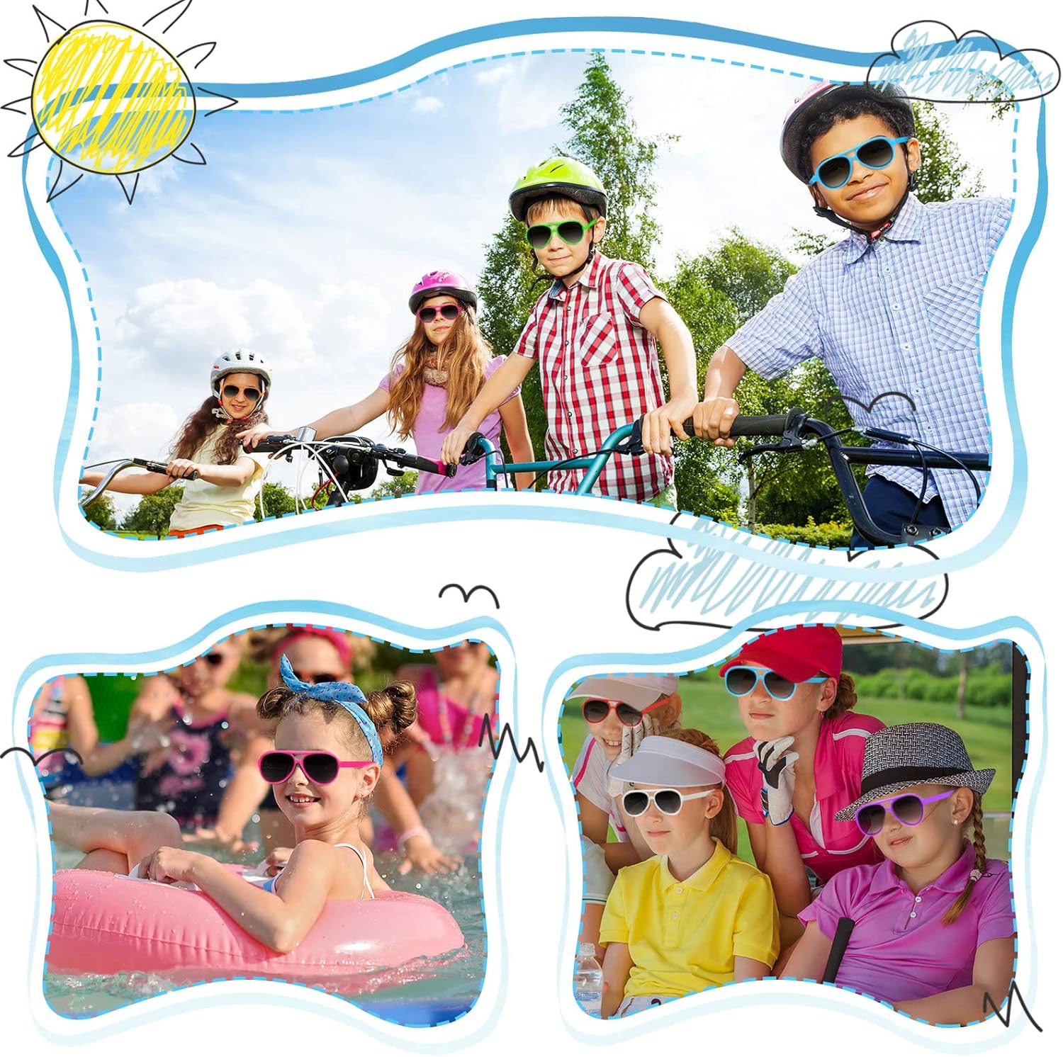 TOODOO 60 Packs Kids Sunglasses Bulk Sunglasses for Kids and Adults Neon Glasses with Dark Lenses 80's Style for Party Favor