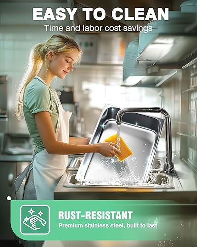 Miniatura 24 de WantJoin Sartenes de mesa de vapor para hotel, tamaño medio de 2.5 pulgadas de profundidad, paquete de 6, juego de bandejas de metal de acero 2.5