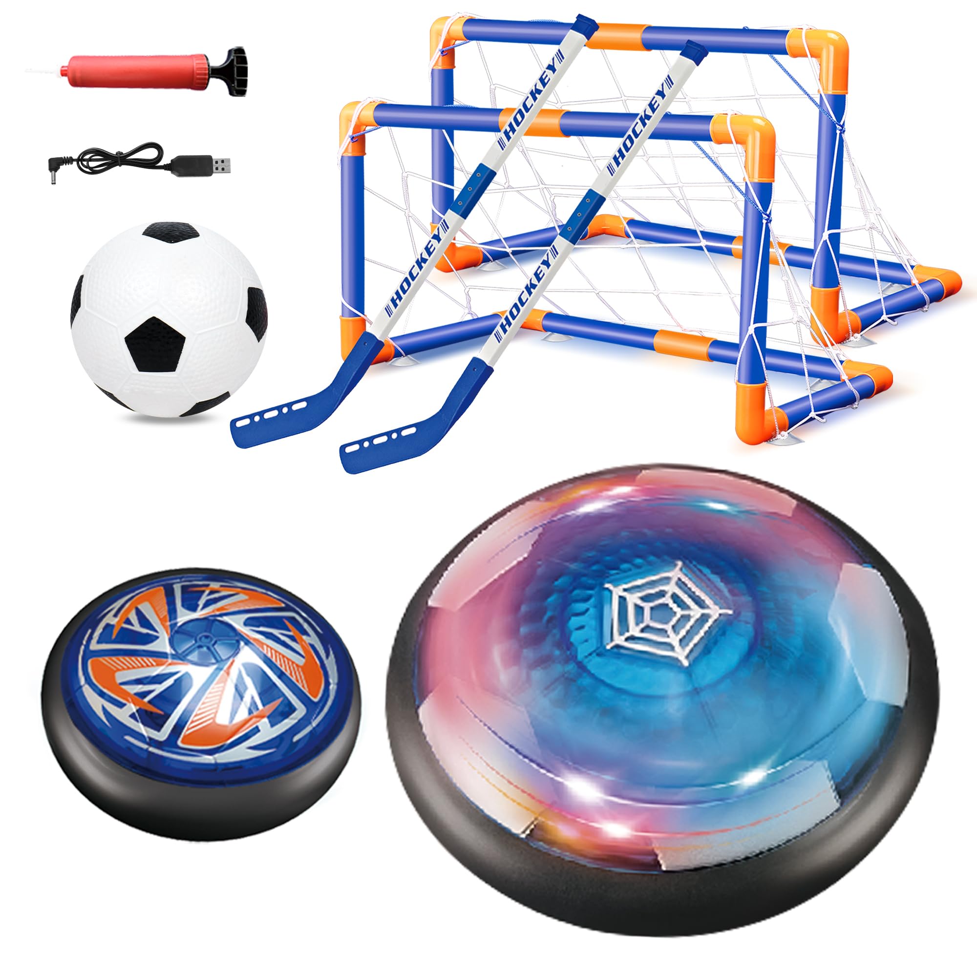 Philivivi 3 in 1 Rechargeable Hover Football and Hockey Set for Kids