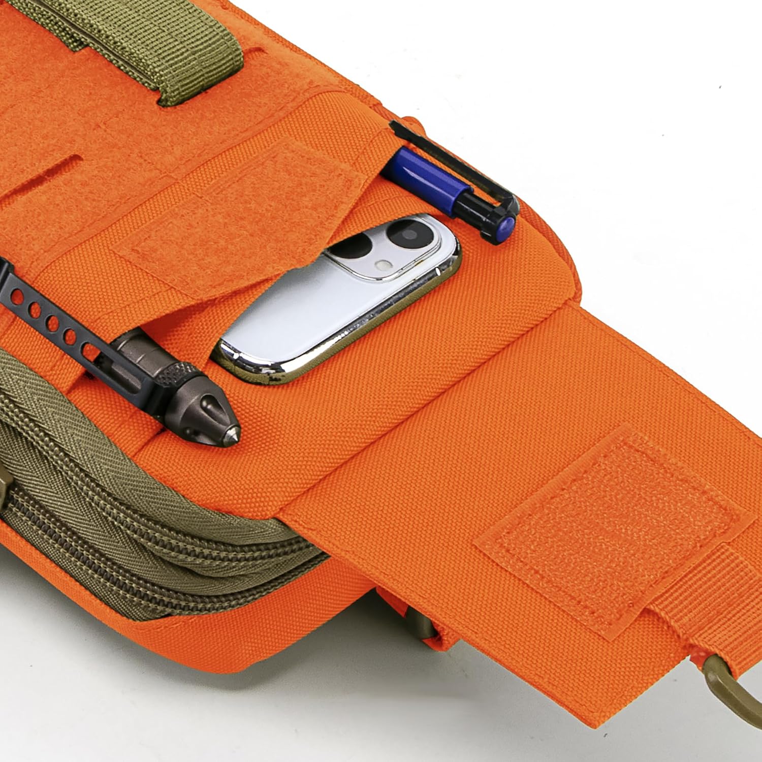 Tactical Molle Utility EDC Pouch Nylon Waist Belt Bag Camping Hiking Organizer Pouch Phone Holster for iPhone 17 Pro Max/16 Pro Max/16 Pro/15 Pro Max/14 Pro Max/13 Pro Max/12 Pro Max, Large image 3